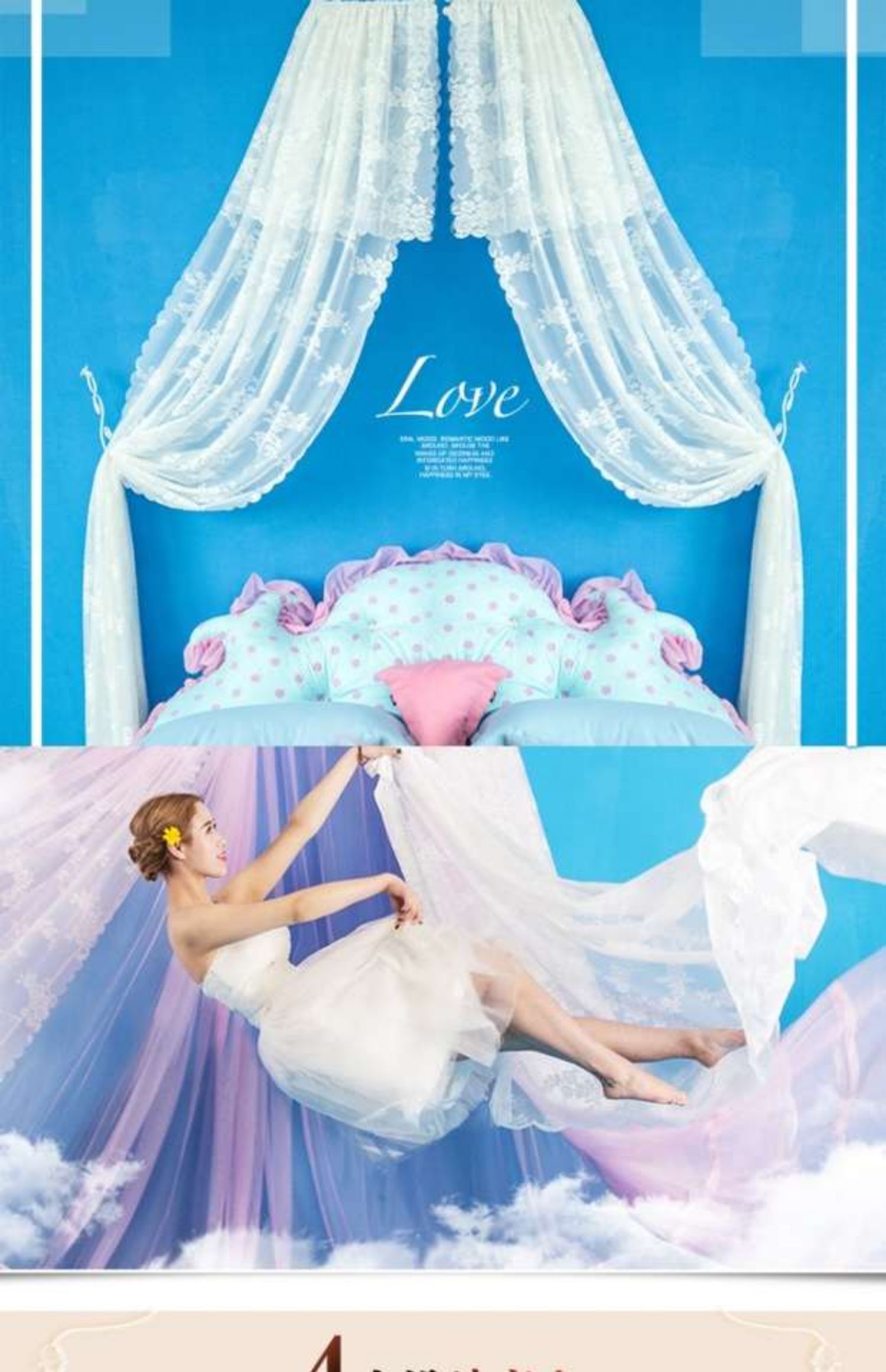 tòa án châu Âu lưới trang trí màu trắng gạc tấm màn che công chúa hoàng cung dày lên đám cưới đôi giường đôi lớp vỏ màn - Bed Skirts & Valances màn che giường ngủ