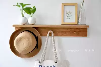 Accord bedroom creative solid wood hanger bathroom rack wall hanging clothes hat adhesive hook debris storage shelf