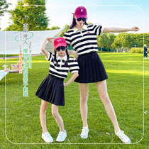 Not the same pro-sub-dress polo striped t-shirt 100 plexico skirt short summer and summer foreign air-fried street