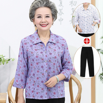 Elderly summer suit women 60-70-80 years old grandmother dress shirt old lady spring and autumn clothes mother shirt