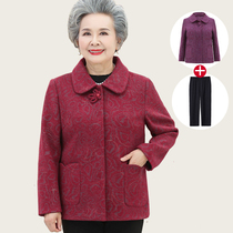 Middle-aged and elderly autumnages 60-70-year-old 70-year-old Grandma dress Mao jacket Mom Spring and autumn suit old lady blouse