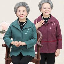 Mom spring and autumn woolen coat middle-aged and elderly womens winter dress woolen coat 60-year-old 70-year-old short grandma top