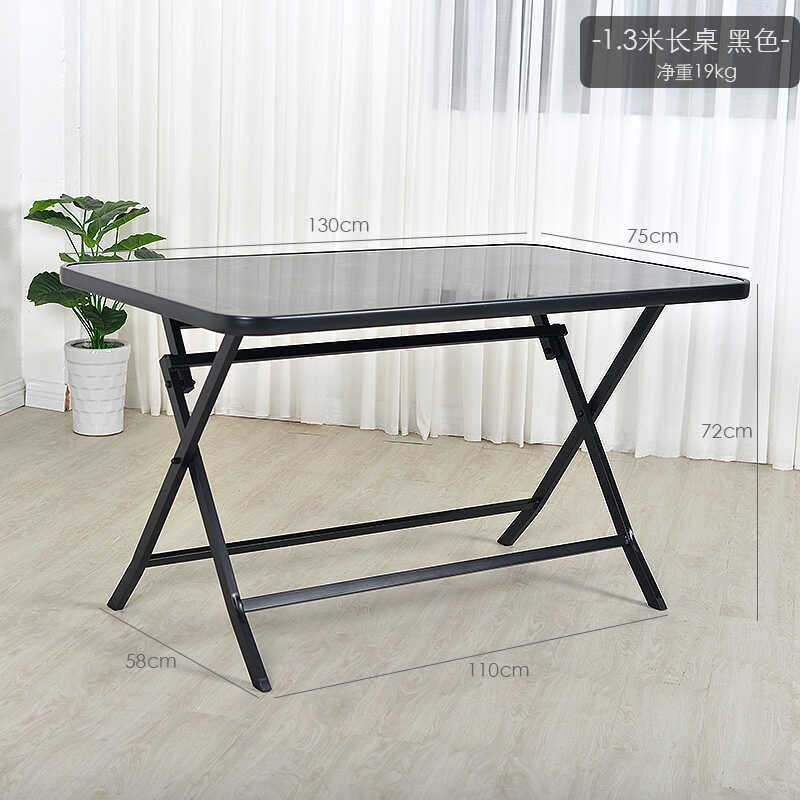 Folding Glass Table for Barbecue Restaurant, Balcony, Courtyard, Outdoor Leisure, Lightweight Folding Table, Tempered Glass, Wrought Iron Dining Table Folding Glass Table for Barbecue Restaurant, Balcony, Courtyard, Outdoor Leisure, Lightweight Folding Table, Tempered Glass, Wrought Iron Dining Table