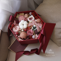 Imported immortal flower rose carnation gift box Retro color Tanabata Valentines Day gift creative gift SF