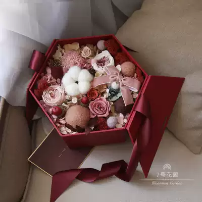 Imported Eternal Flower Rose Carnation Gift Box Vintage Color Tanabata Valentine's Day Gifts Creative Gifts Shunfeng