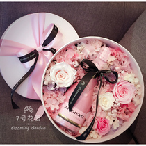 No 7 Garden round immortal flower gift box Red wine rose 520 Valentines Day Mothers Day gift for wife and girlfriend