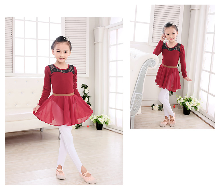 Khiêu vũ trẻ em đầm voan trang phục mùa thu cô gái múa ba lê tập thể dục quần áo hiệu suất tạp dề nhảy váy quần áo trẻ em