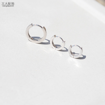 S925 silver earrings female sterling silver hypoallergenic round small simple mens circle ring flat ear buckle small ear ring