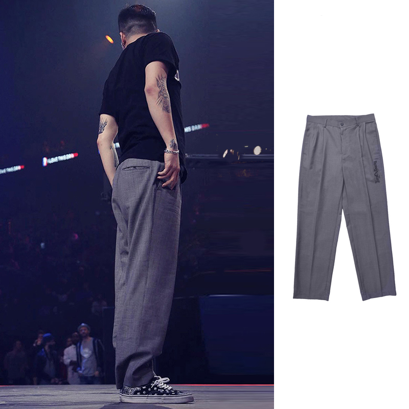 Popping Pants Men's Loose Straight Drum Street Dance Male Tide Retro Yuppie Mechanic Dance Poppin Poppin West Pants-Taobao