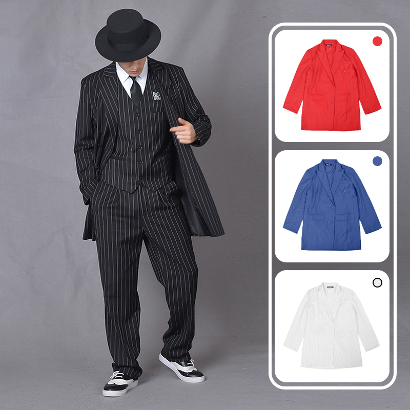 Popping Blazer Men's Clothing Locking Performance Outfit Mid-Length Suit Performance Mechanical Dance Costume Men