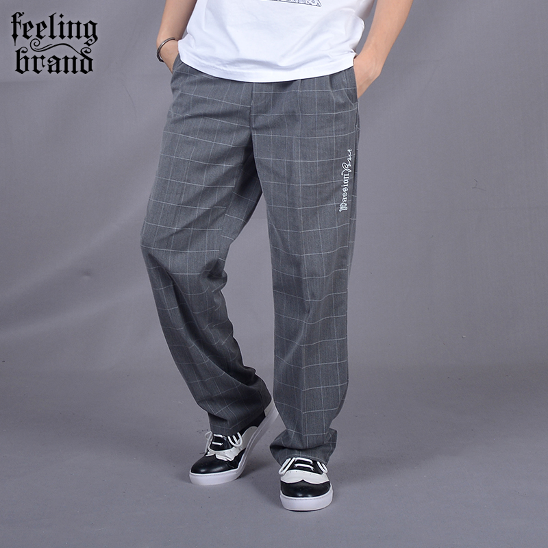 popping pants male locking plaid trousers male tide hoan mechanical dance straight loose trend wild
