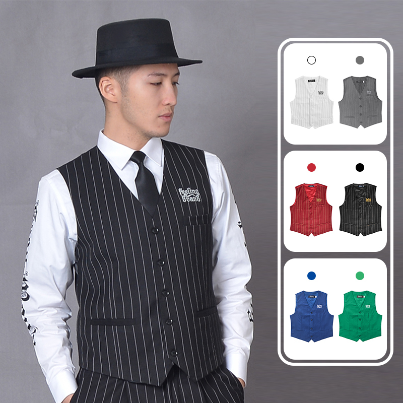 Popping Vest, Poppin Striped Vest for Men, Korean Style Trendy and Versatile, Nightclub Short Style, Locking, Handsome