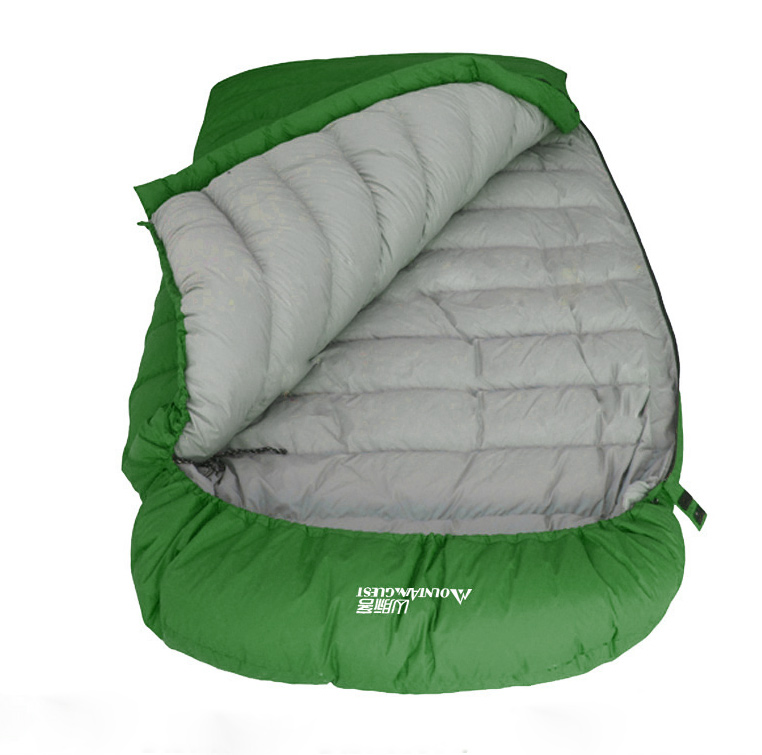 Outdoor adult portable mountaineering travel camping cold-proof warm goose down plus double envelope down sleeping bag