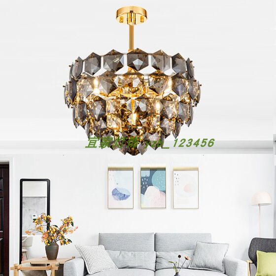 Light luxury post-modern art round crystal chandelier