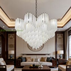 French-Style Light Luxury Crystal Glass Chandelier, Main Light for Living Room and Dining Room, Post-Modern Elegant Villa Duplex Whole-House Lighting