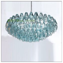 French-Style Vintage Murano Living Room Light Luxury High-End Blue Glass Chandelier Villa Duplex Bedroom Study Lamp