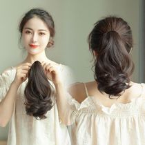 Full human hair ponytail wig female grab clip high ponytail Internet celebrity fake braid curly hair natural fluffy fountain fake ponytail