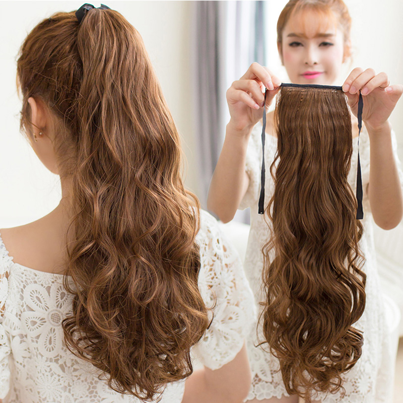 Real hair ponytail wig 65 long wavy curly hair strap pocket-style bundled full real human hair ponytail hair extension