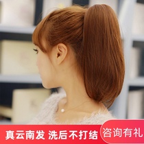 True hair wig grab clip type ponytail hair 30 long short hair micro roll natural inner buckle soft straight hair ponytail real hair