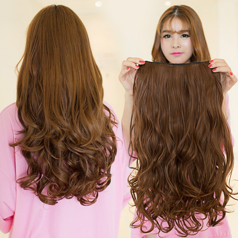 The true hair invisible trace 65 long thickness replenishment fluffy curls can be hot a wig outlet