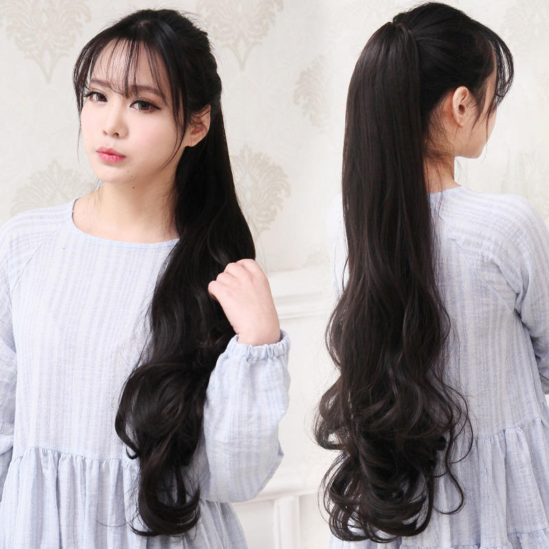 Real Hair Horse Tail Wig Woman Extra-long Curly Hair Large Wave 70 Pear Flowers Full True Human Head Hair Silk Natural High Braid Grip Clip-Taobao