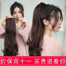 Customized high-quality real hair ponytail wig female long curly hair big wave pear flower roll 60 long real hair Silk
