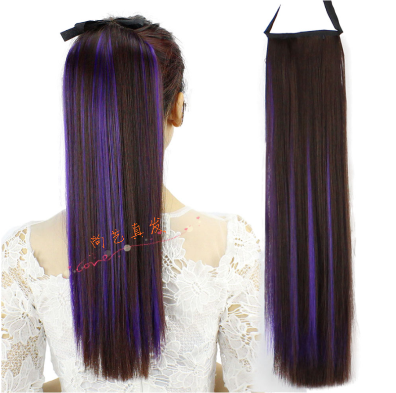 Real Hair Horse Tail Wig woman 55 long medium long straight hair pick-up, live-action haircut Realistic Haircut horsetail pick-up-Taobao