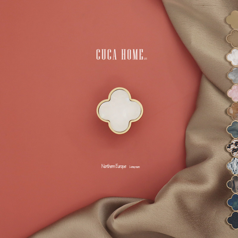 Four leaves pure copper handle Nordic drawer door door handle American cupboard closet closet brass handle