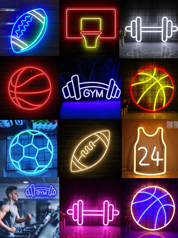 Gymnasium, Sports, Football, Basketball, Sports Hall, Neon Lights, Indoor and Outdoor Decorative Lights, Dumbbell-Shaped Lights, Luminous Letters