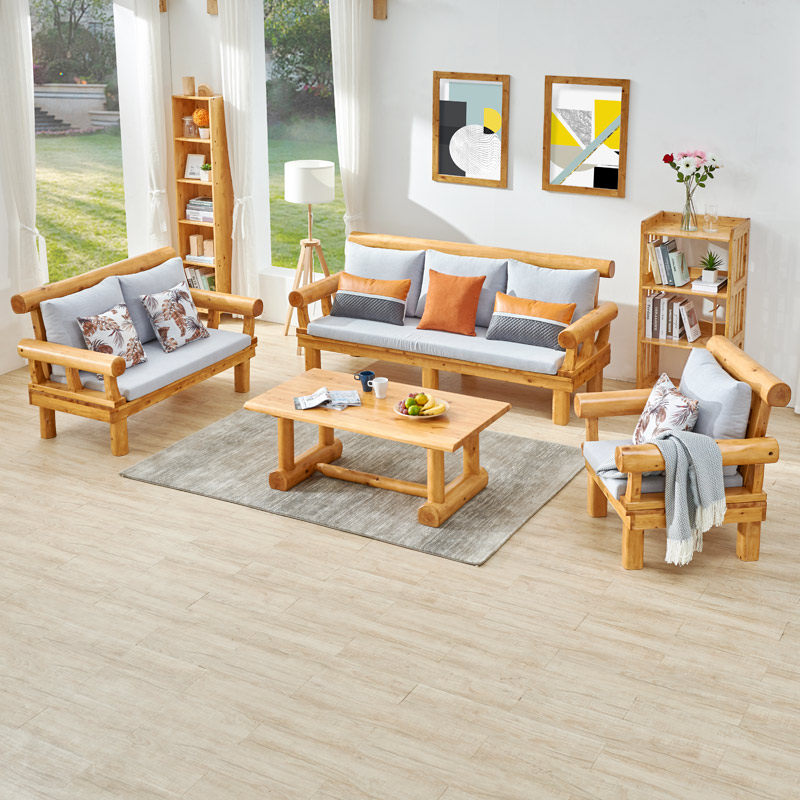 Chinese solid wood single double trio sofa log combined winter and summer dual-use wood sofa Living room Berwood furniture