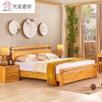  Modern Chinese solid wood cypress bed simple combination 1 5m double bed Master bedroom high box storage bed furniture