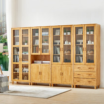 Solid Wood Bookcase Lockers Berwood Bookshelf With Glass Three Doors Bookcase Shelve Shelve Brief Modern Dust-Proof Display Cabinet