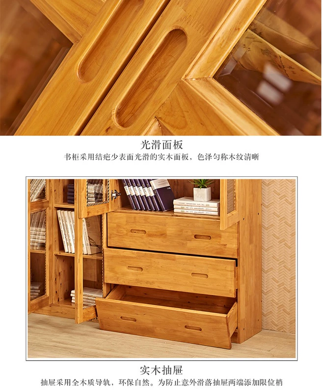 Cedar kệ góc gỗ tủ sách tủ khóa miễn phí kết hợp kệ sách với tủ kính cửa của Trung Quốc hiện đại - Buồng