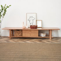 Day-style full solid wood log TV cabinet tea table combination small family birch wood furniture Nordic living room double floor cupboard