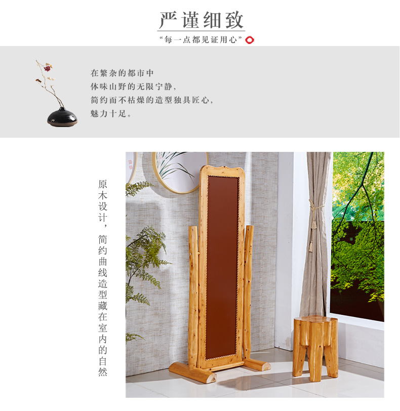 Gương trang điểm gỗ rắn Hiện đại Trung Quốc đơn giản sàn gỗ mặc giá với gương cypress gỗ giường phòng ngủ đồ nội thất - Gương gương vô cực