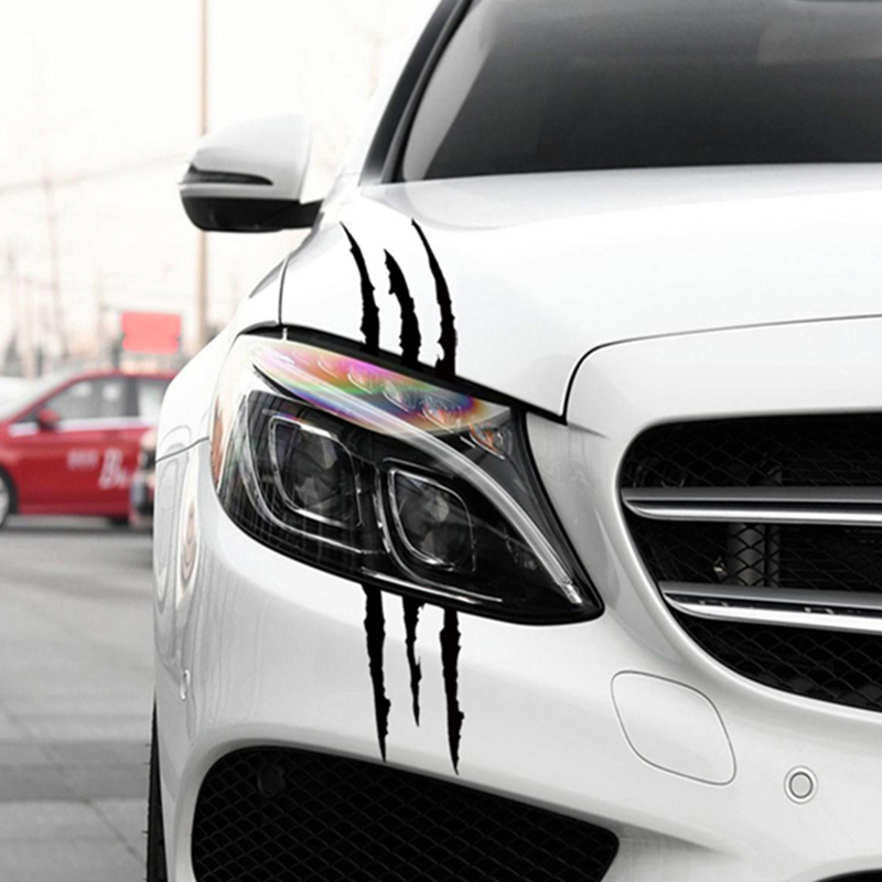 Car headlight decorative stickers scratches cover the hood lights eyebrow ghost claws wolf claws crease personality modified car stickers