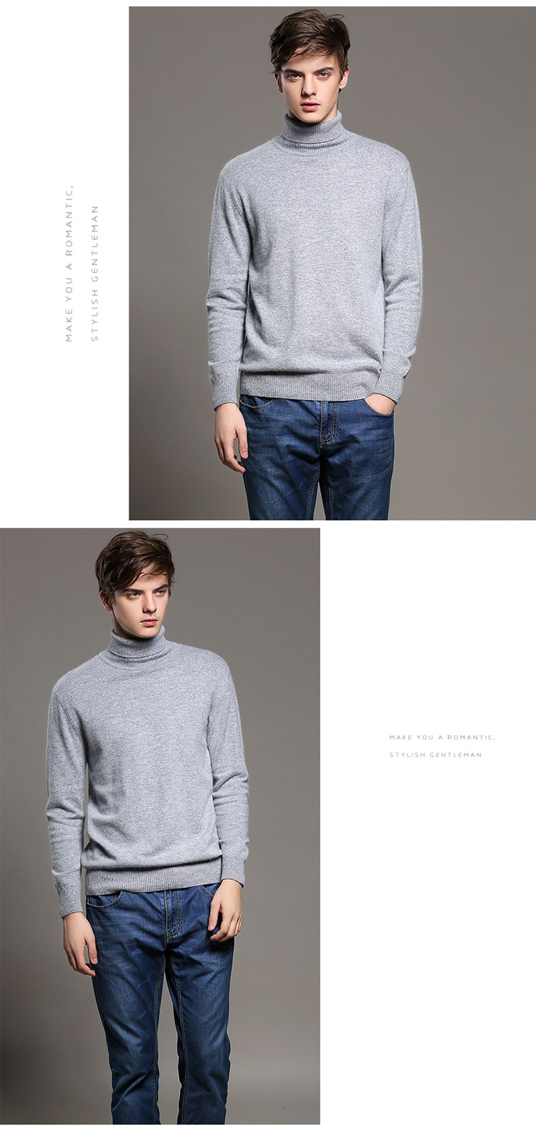 18 nam 100 áo len cashmere nguyên chất mùa thu và mùa đông của cổ áo cao đan dày đan áo len kích thước lớn áo len rộng áo hoodie cặp
