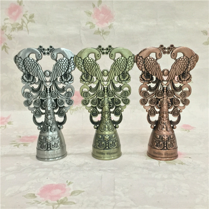 Russian vintage European style tin copper beer bottle Kaizi peacock double-sided upright bottle opener driver