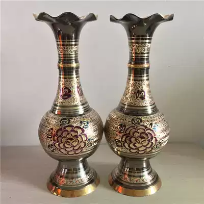 Copper Vase Pakistan Bronze Features Home Decoration Bronze Carved Handicraft Ornaments Gift Pair