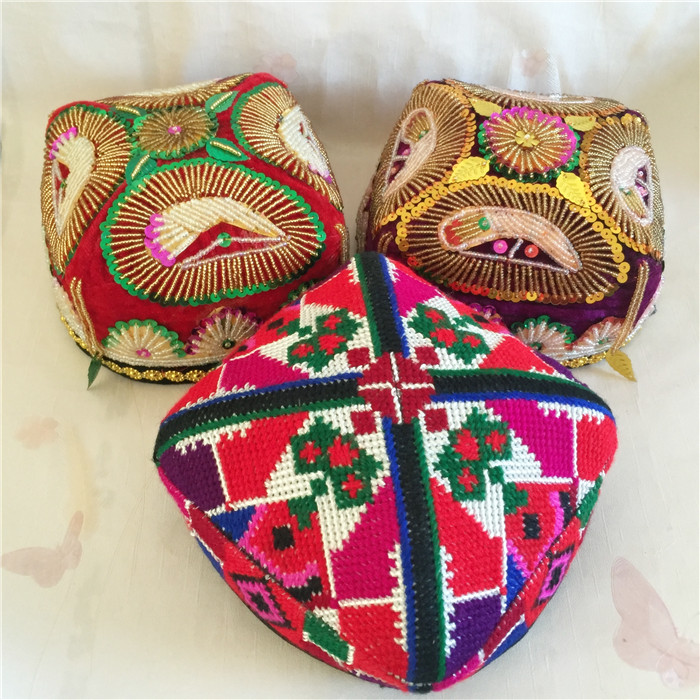 Xinjiang Uygur ethnic flower hat dance hat performance hat handmade hat Little flower hat lady hat girl hat stage headwear