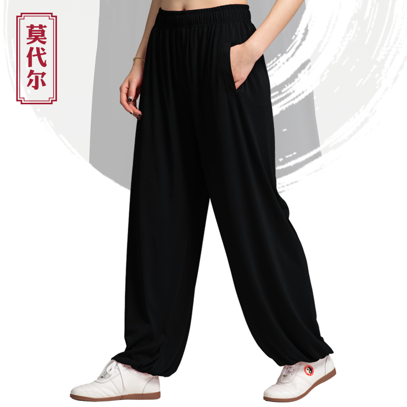 Ancient Rhymes Chinese Cotton Numb Tai Chi Pants Women Summer Spring Autumn Loose Light Cage Pants Cotton Silk Taijiquan Pants Men's Summer
