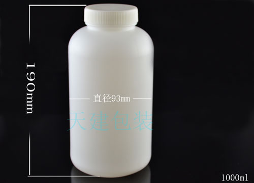 Manufacturer direct selling 1000ml large-mouth round plastic bottle HDPE chemical bottle white empty bottle