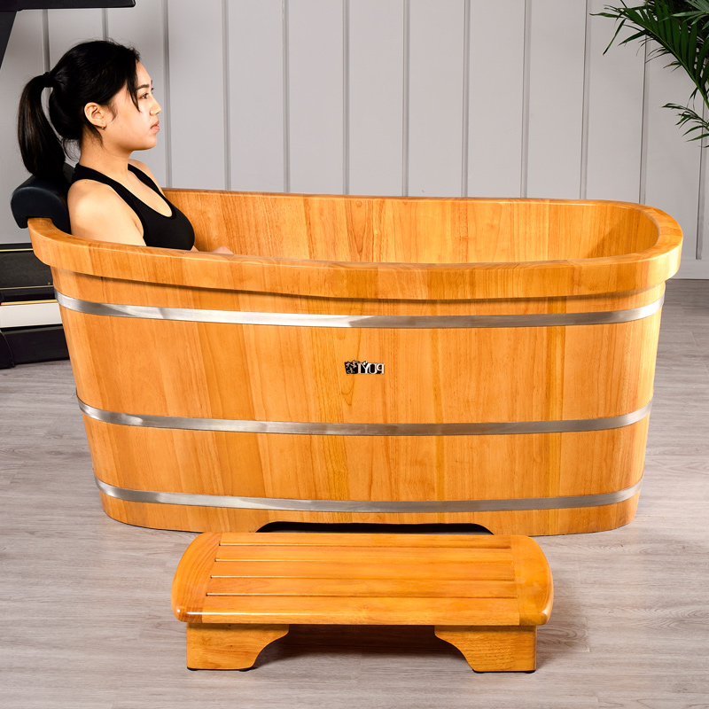 Park Easy 3 years quality Bag shower bath Adults Solid Wood Bath Tub Tub Bath Tub Oak Baths Wood Casks