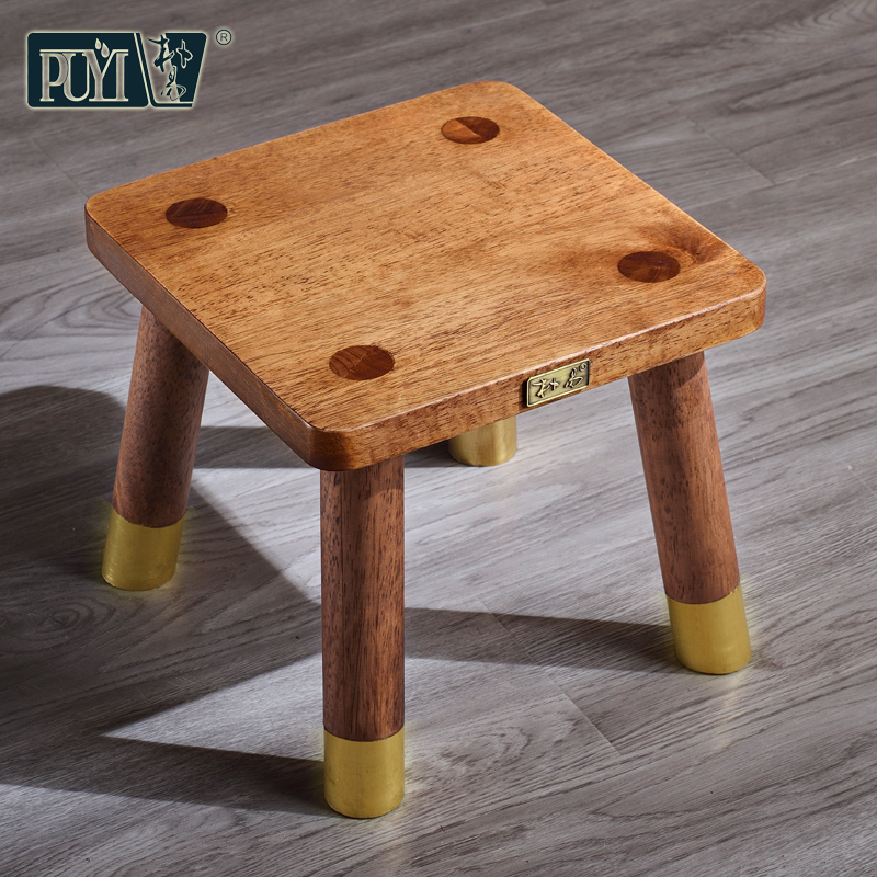 Puyi solid wood small stool home living room chair small bench oak wood shoe-changing square stool short cedar wood stool