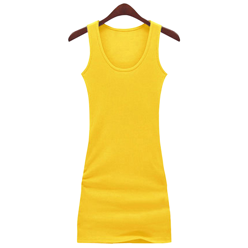 Summer Round Neck Ribbed Solid Color Slim Fit High Elasticity Bodycon Mid-Length Sexy Slim Tank Dress Summer Round Neck Ribbed Solid Color Slim Fit High Elasticity Bodycon Mid-Length Sexy Slim Tank Dress