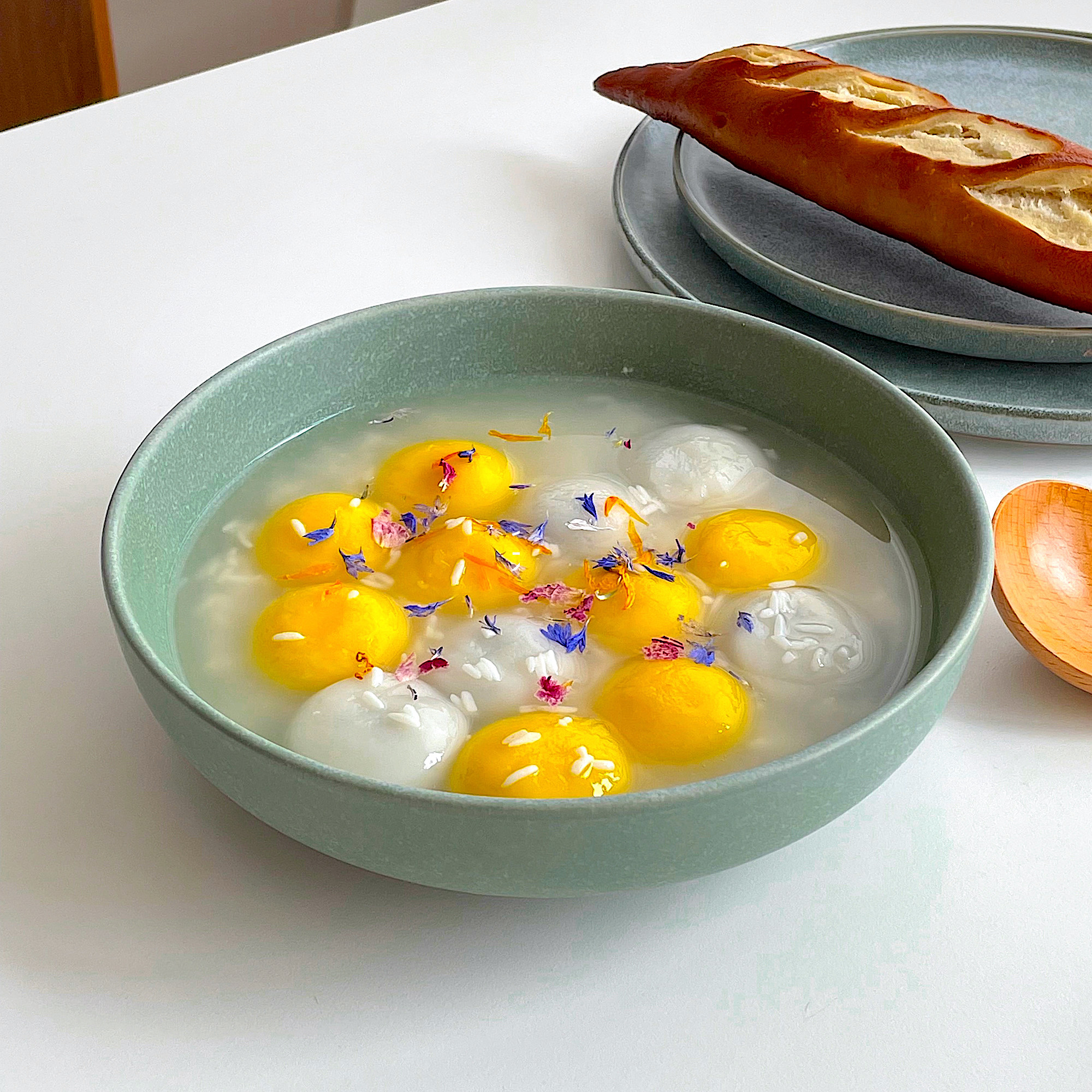 moodboard snowflake glazed bean green salad bowl ceramic noodles bowl soup pan Nordic minimalist cutlery glazed pure color