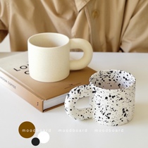 moodboard cream pockmarks black and white splashed ink mug matte drinking office household coffee ceramics
