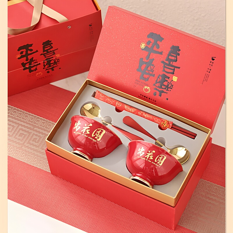Chaozhou-Shantou Garden-Style Ceramic 18Th Birthday Gift Bowl, Chopsticks, and Spoon Set, Jieyang Coming-Of-Age Ceremony Gift Box Set Chaozhou-Shantou Garden-Style Ceramic 18Th Birthday Gift Bowl, Chopsticks, and Spoon Set, Jieyang Coming-Of-Age Ceremony Gift Box Set