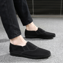 Cloth shoes male old Beijing work hotel all black non-slip leisure pedal summer liberation low-top canvas sneakers male