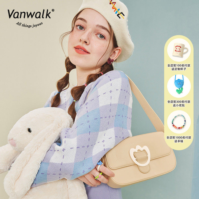VANWALK Tulip Cute Candy Ensemble Single Shoulder Bag Sweet Meme Tulip Girl Armpits Bag 100 hitch handbag
